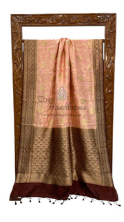 Pure Dupion Silk Banarasi Saree - Gold Zari - The Handlooms