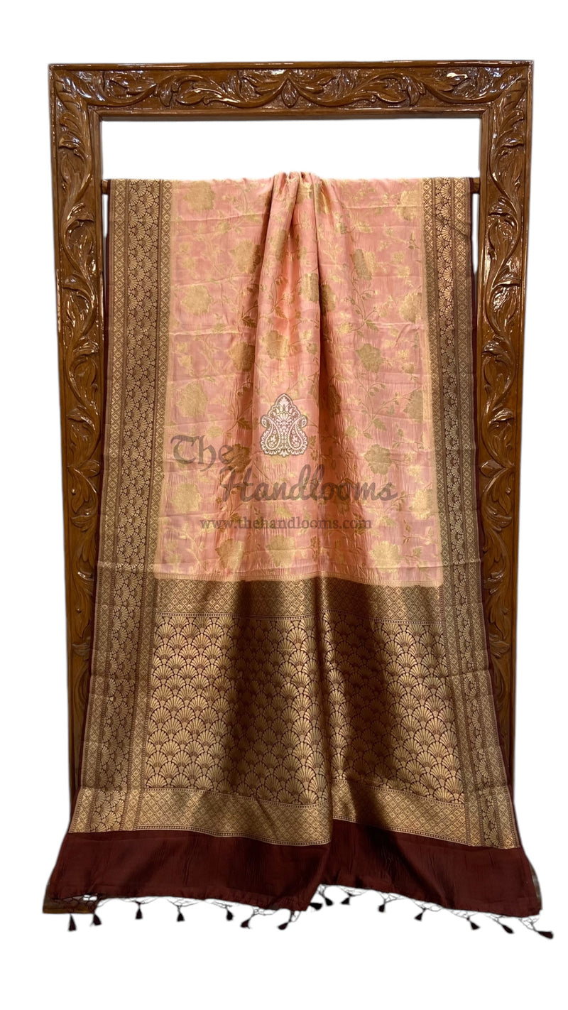 Pure Dupion Silk Banarasi Saree - Gold Zari - The Handlooms