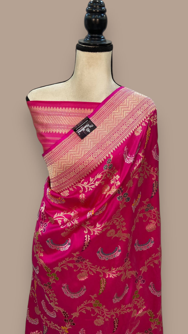 Ektara Pure Katan Silk Banarasi Handloom Saree - All over kadiyal Jaal work - The Handlooms