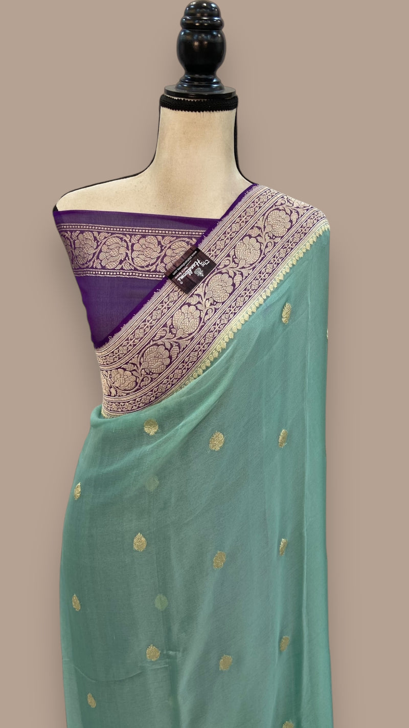Pure Georgette Banarasi Saree Water zari - The Handlooms