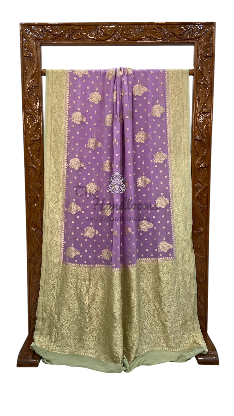 Pure Khaddi Georgette Handloom Banarasi Saree - The Handlooms