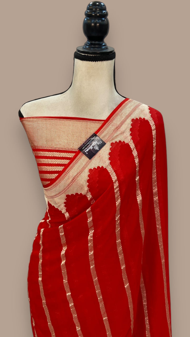 Pure Khaddi Georgette Handloom Banarasi Saree - The Handlooms