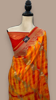 Pure Khaddi Crepe Silk Banarasi Saree - The Handlooms