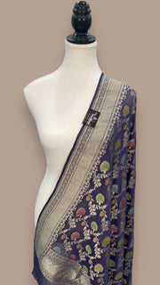 Khaddi Georgette Handloom Banarasi Dupatta - The Handlooms