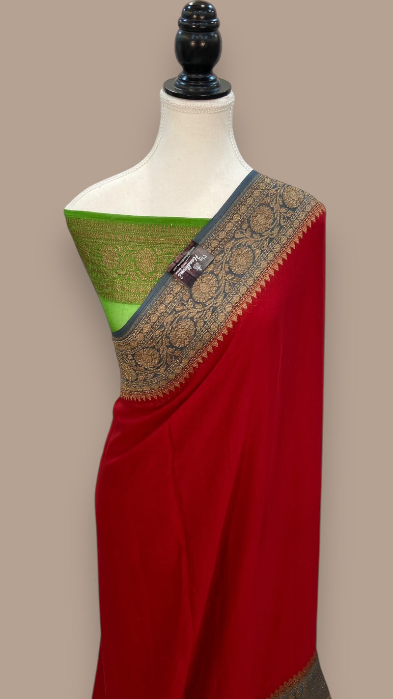 Pure Khaddi Georgette Handloom Banarasi Saree - The Handlooms
