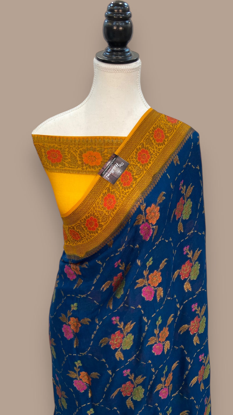 Pure Chiffon Khaddi Banarasi Saree - The Handlooms
