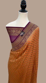 Khaddi Georgette Handloom Banarasi Saree -  Antique zari - The Handlooms