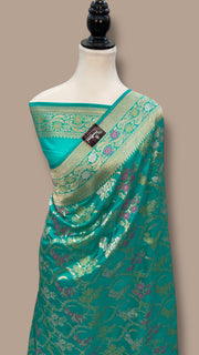 Pure Katan Silk Banarasi Handloom Saree - All over Jaal work - With Meenakari - The Handlooms