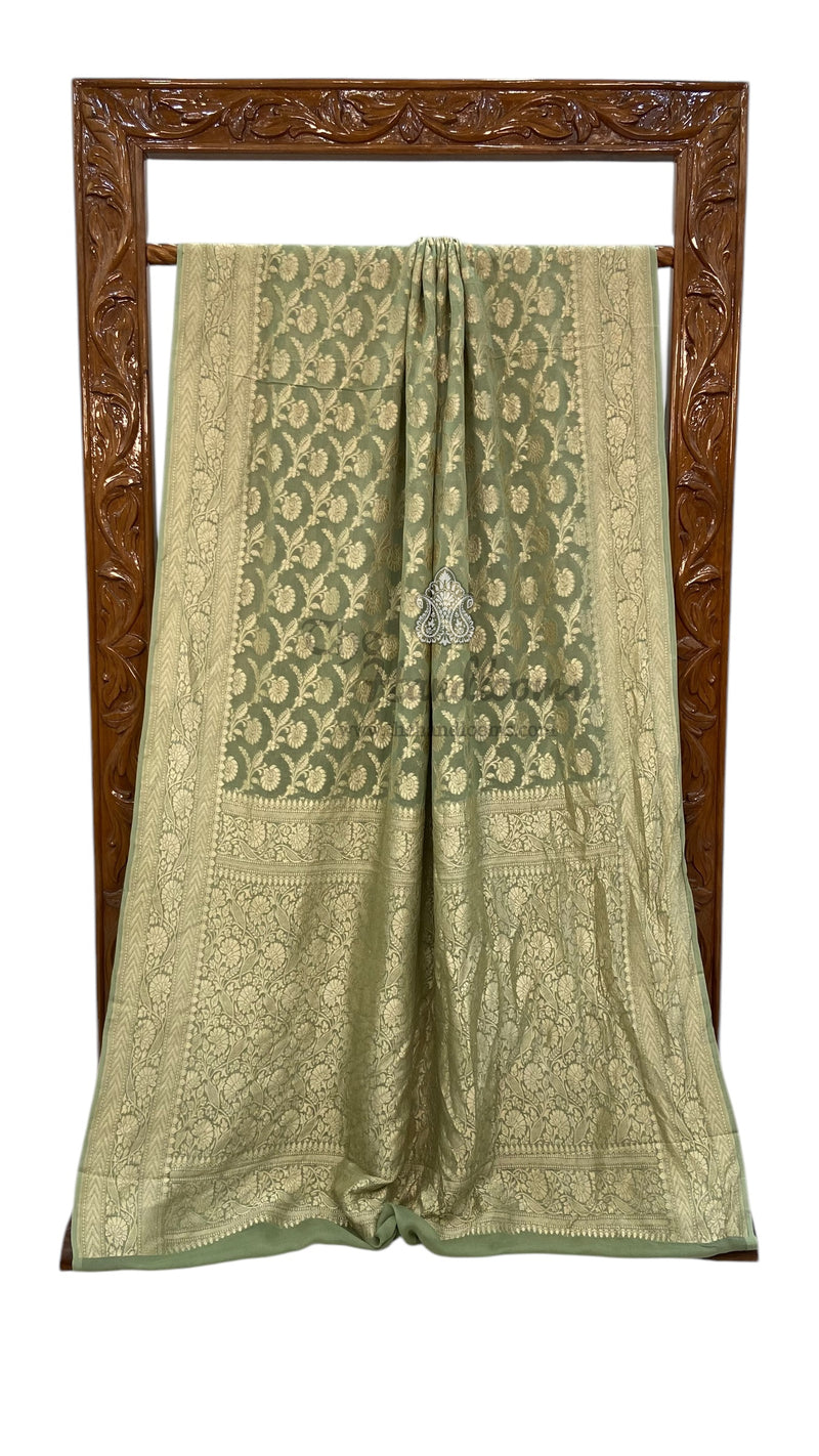 Khaddi Georgette Handloom Banarasi Saree - The Handlooms