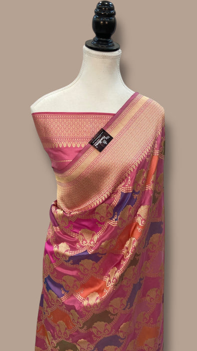 Ektara Pure Katan Silk Banarasi Handloom Saree - All over kadiyal Jaal work