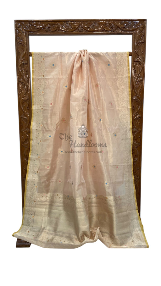 Pure Kora Handloom Banarasi All Over Kadua Motifs Saree - The Handlooms