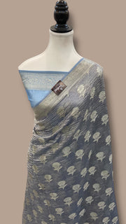 Pure Kora Tissue Crush Handloom Banarasi Saree - The Handlooms