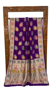 Pure Khaddi Georgette Handloom Banarasi Saree - All over Jaal Work With Meenakari - The Handlooms