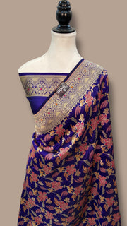 Pure Katan Silk Banarasi Handloom Saree - All over Jaal Work With Meenakari - The Handlooms