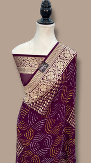 Pure Georgette Banarasi Bandhej Handloom Saree - The Handlooms