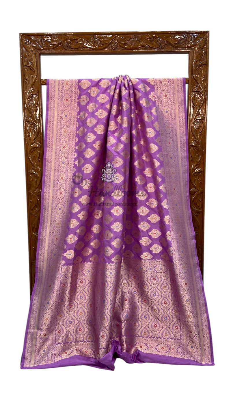 Pure Katan Silk Banarasi Handloom Saree - All over Jaal Work With Meenakari - The Handlooms