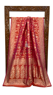 Pure Katan Silk Banarasi Handloom Saree - All over Jaal work - The Handlooms