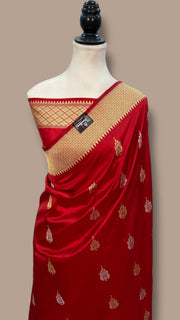 Pure Katan Silk Banarasi Handloom Saree - All over Sona Roopa Kadua motifs with meenakari in Border - The Handlooms