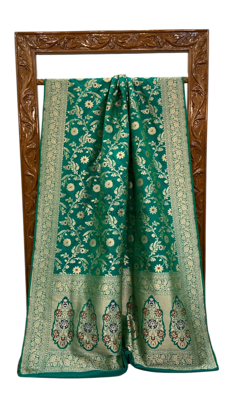 Pure Katan Silk Banarasi Handloom Saree - All over Jaal Work With Meenakari - The Handlooms