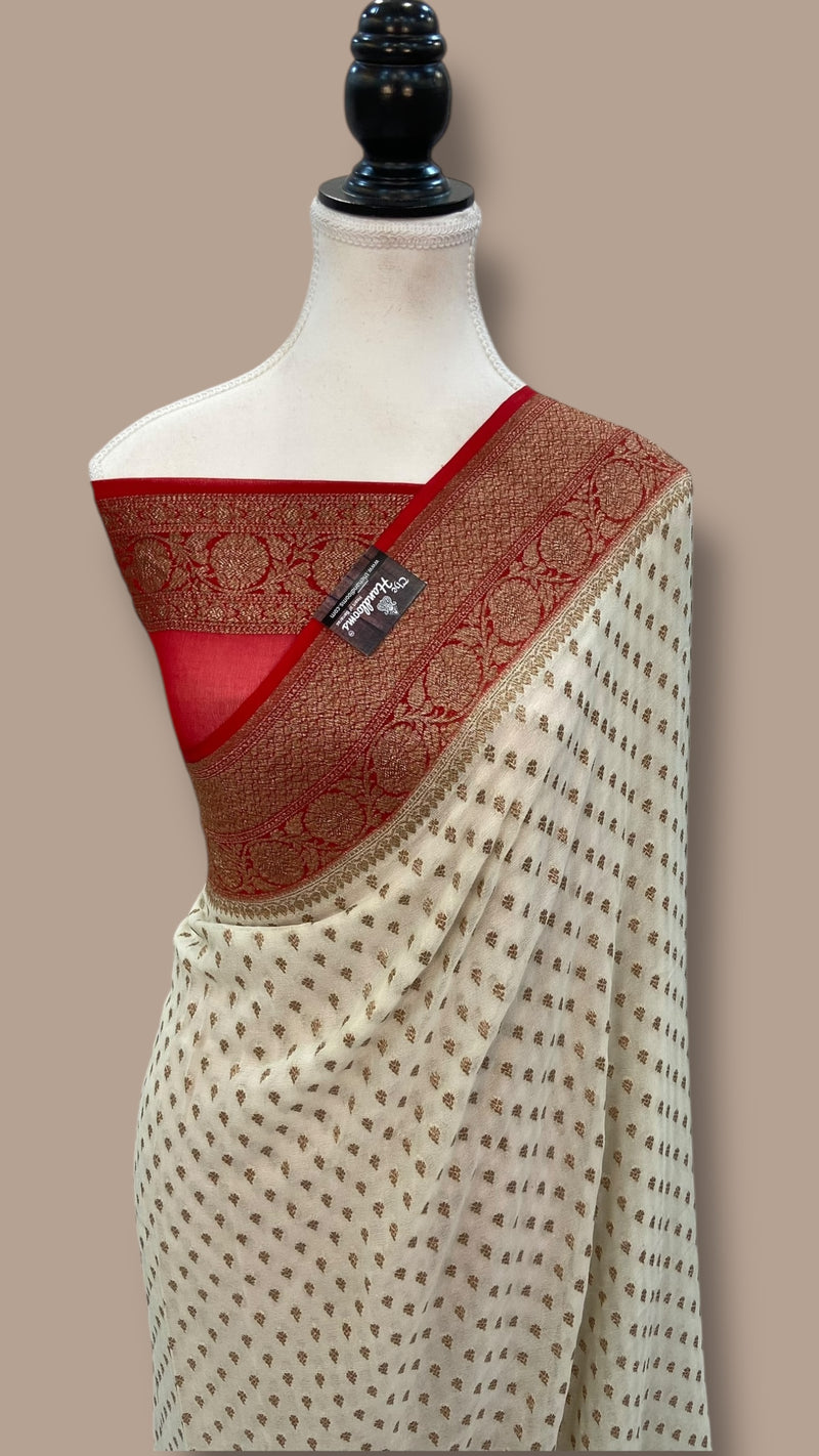 Pure Khaddi Georgette Handloom Banarasi Saree - The Handlooms