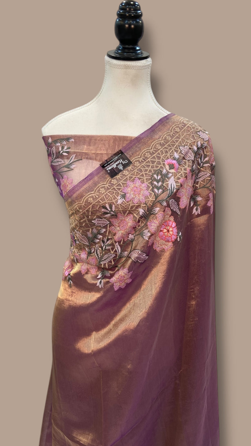 Pure Tissue Handloom Banarasi Saree With Chikankari - The Handlooms