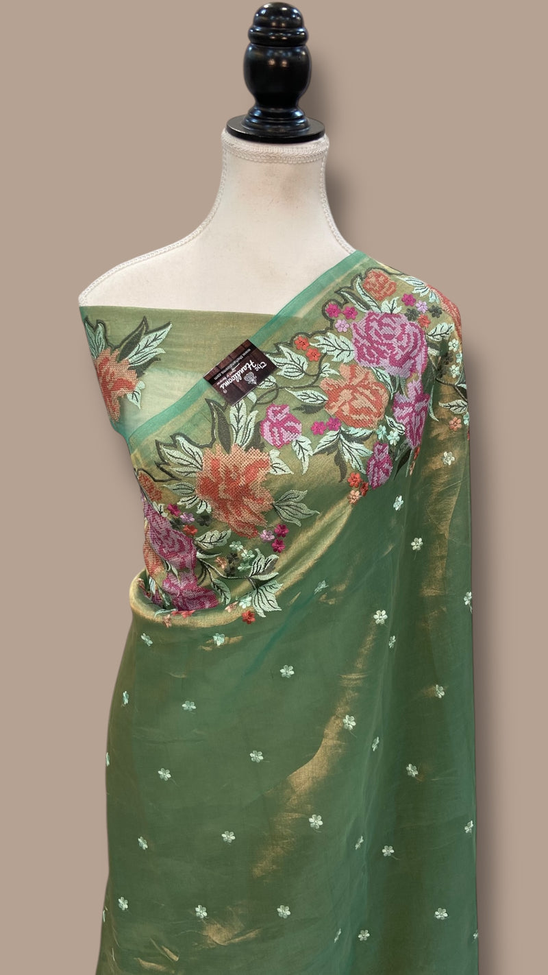 Pure Tissue Handloom Banarasi Saree With Chikankari - The Handlooms