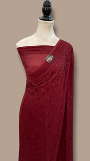 Pure Georgette Chikankari Handloom Banarasi Saree - The Handlooms