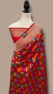 Pure Katan Silk Banarasi Handloom Saree - All over Jaal Work With Rangkart - The Handlooms