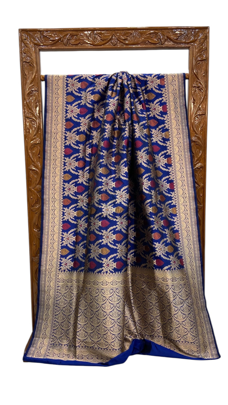 Pure Katan Silk Banarasi Handloom Saree - All over Jaal work - With Meenakari - The Handlooms