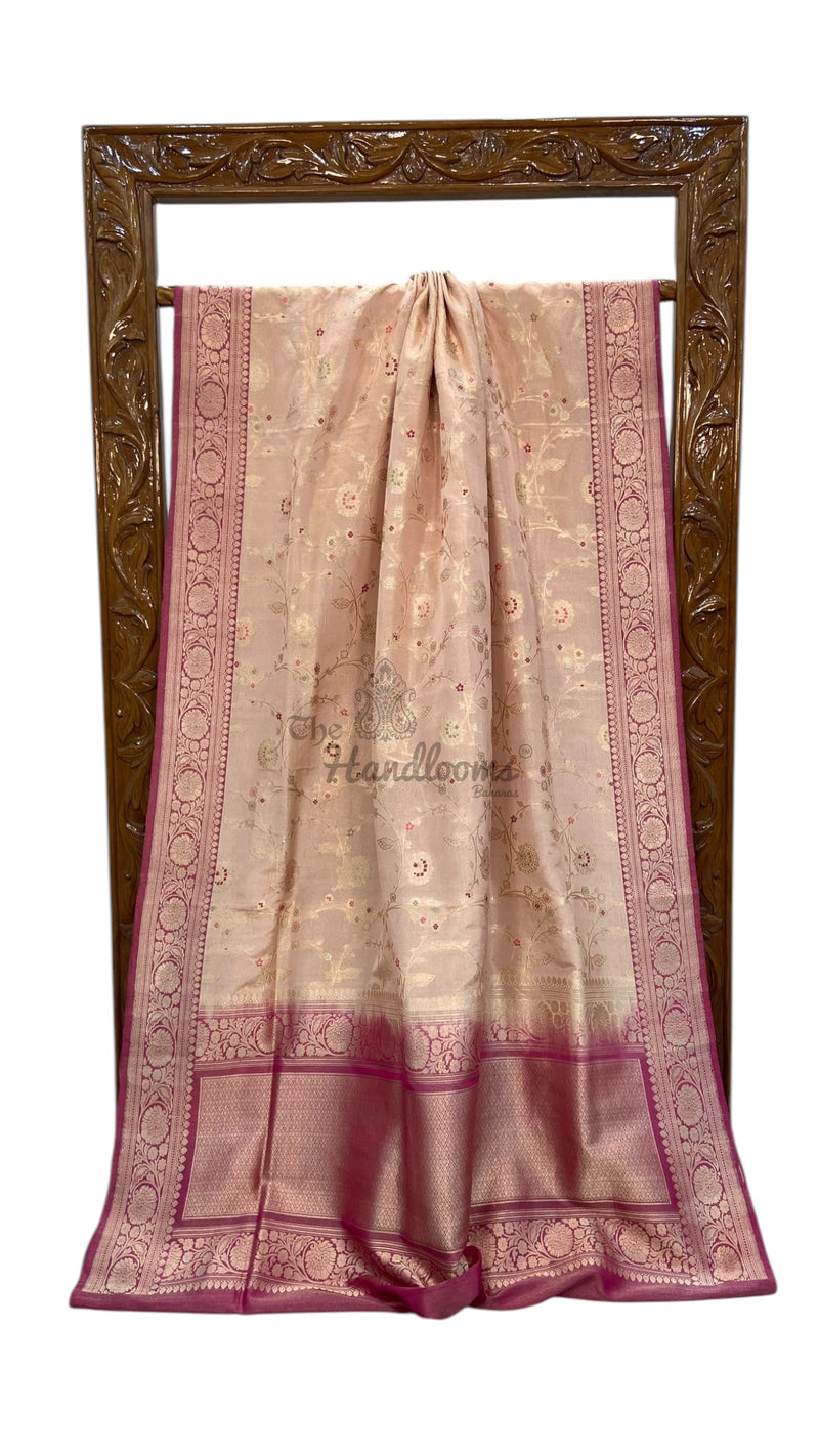 Pure Katan Tissue Silk Banarasi Handloom Saree - All over kadiyal Jaal work With Meenakari - The Handlooms