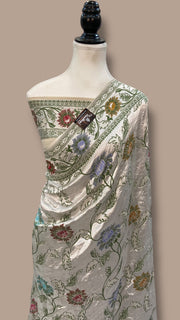 Pure Tussar Georgette Brocade Handloom Banarasi Saree - The Handlooms