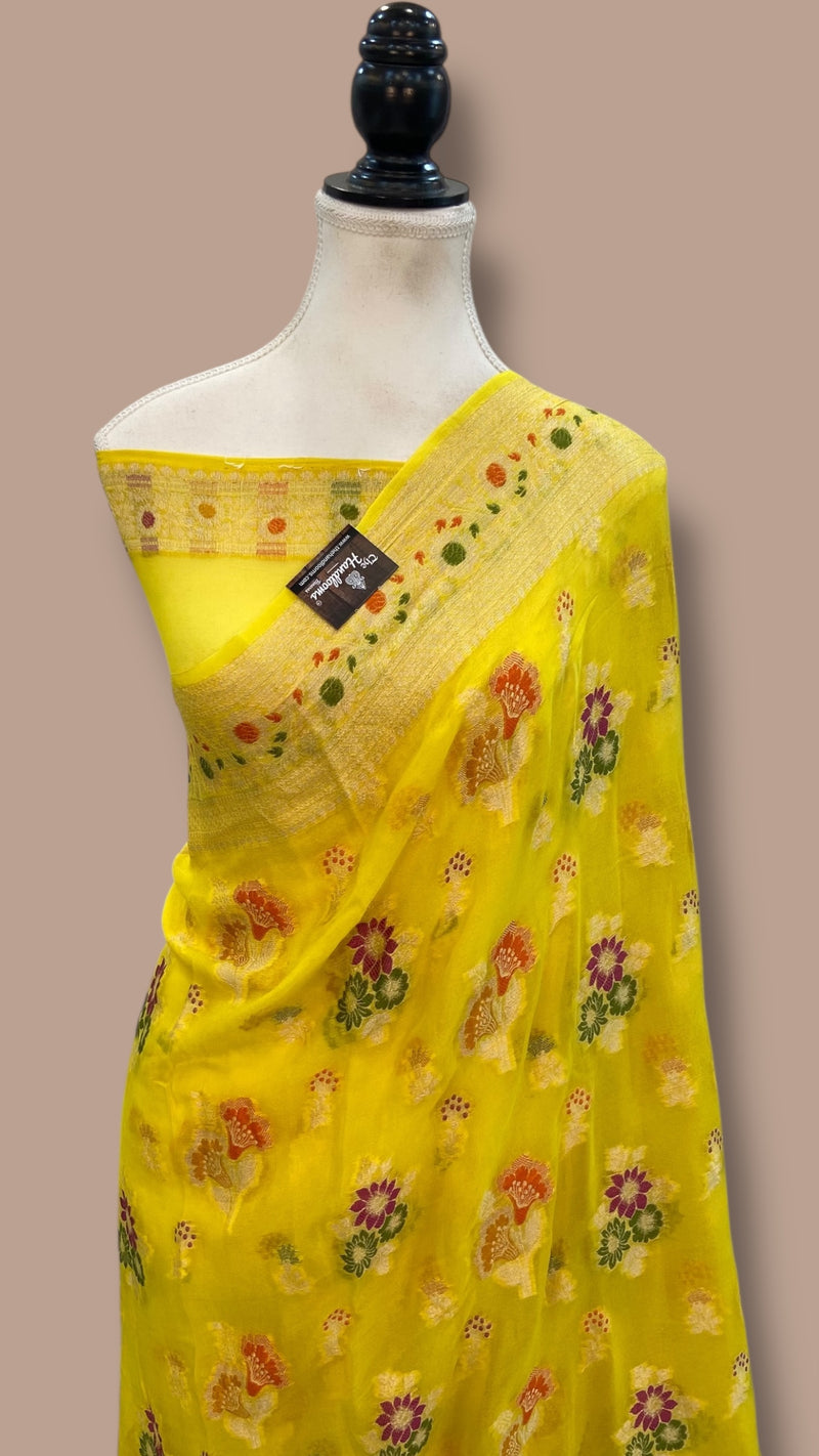 Pure Chiffon Khaddi Banarasi Saree - The Handlooms