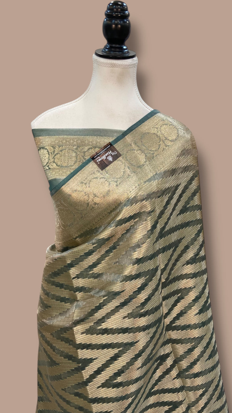 Pure Kora Tissue Tanchui Handloom Banarasi Saree - The Handlooms