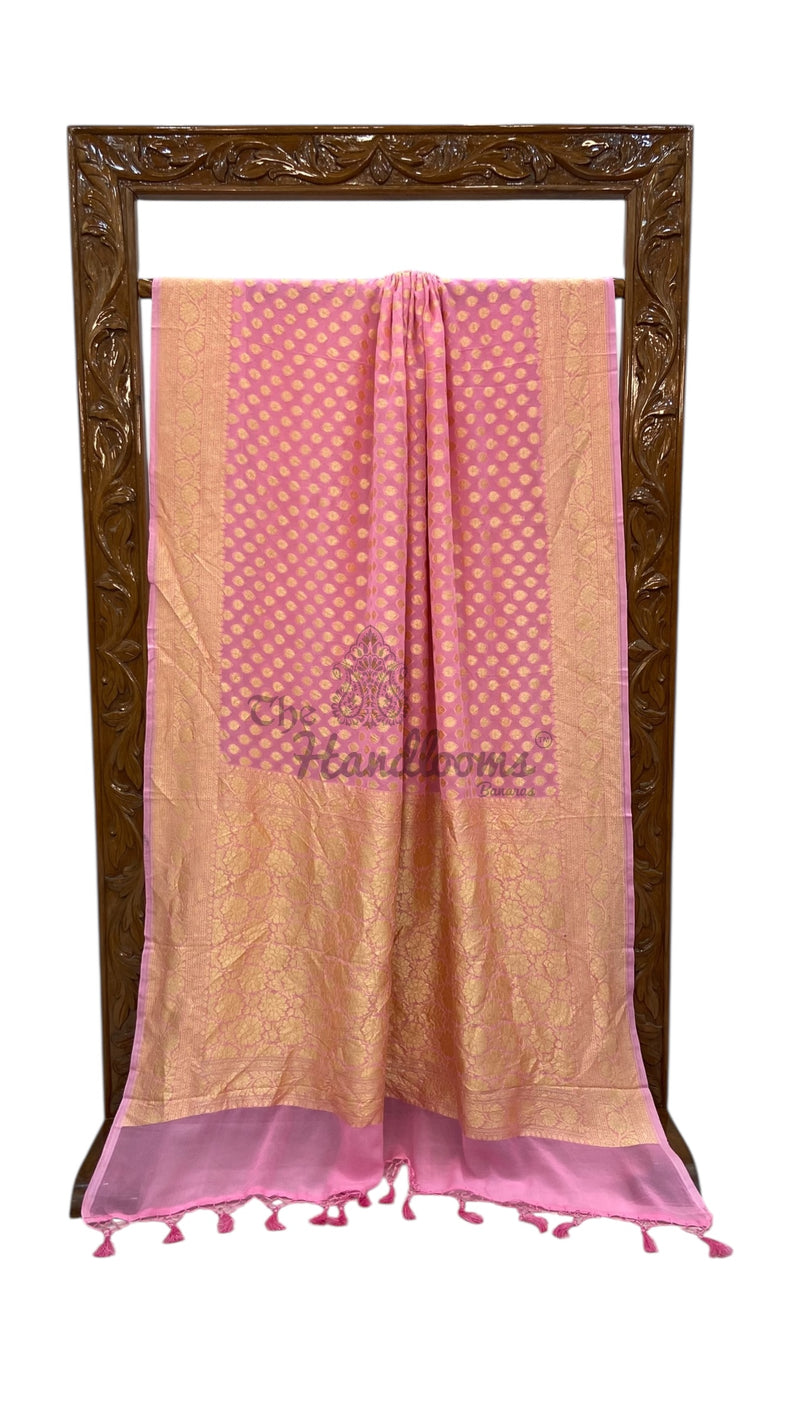Khaddi Georgette Banarasi Saree - Gold zari - The Handlooms