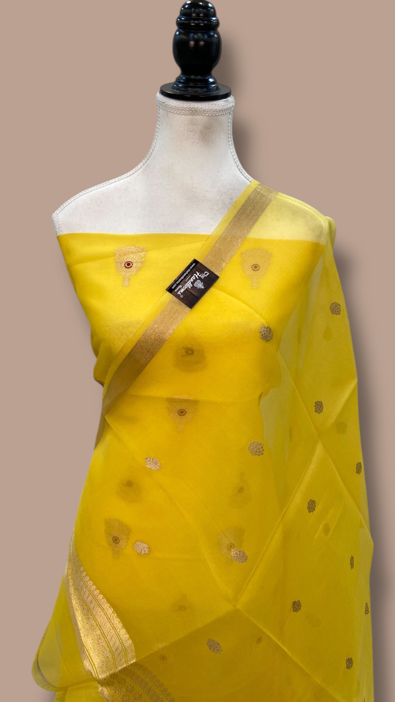 Pure Kora Silk Handloom Banarasi Dress Material Kadua Boota With Kora Dupatta - The Handlooms