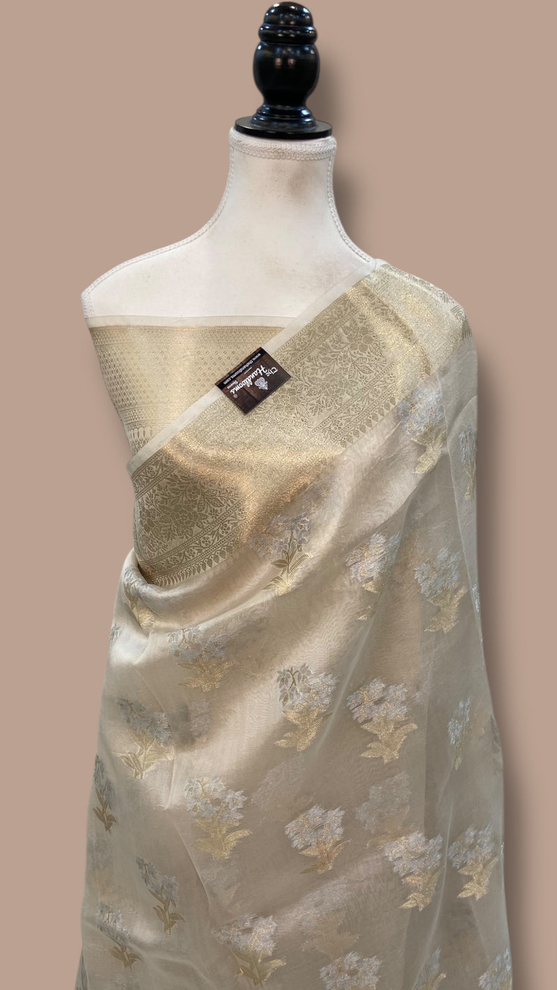 Pure Kora Handloom Banarasi Saree - The Handlooms