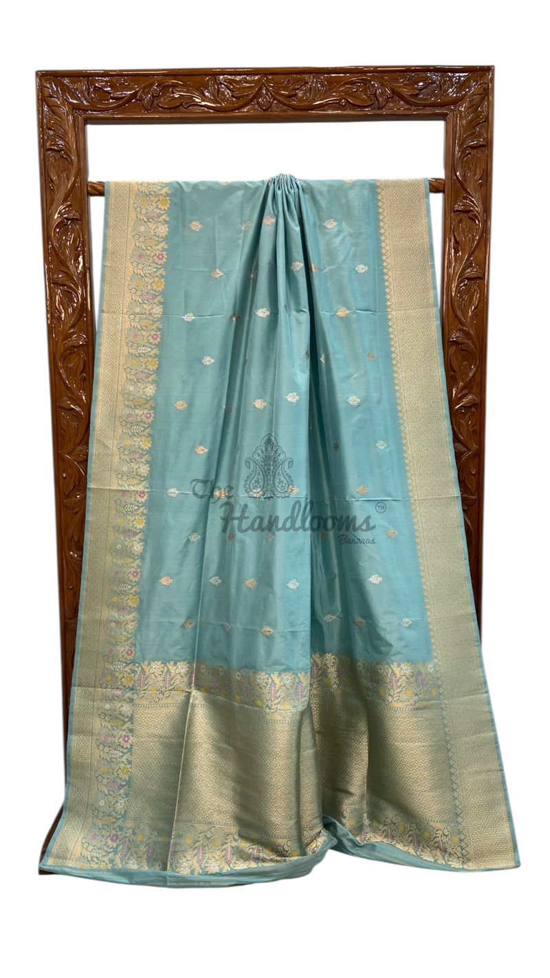 Pure Katan Silk Banarasi Handloom Saree - All over Kadua motifs With Meenakari - The Handlooms