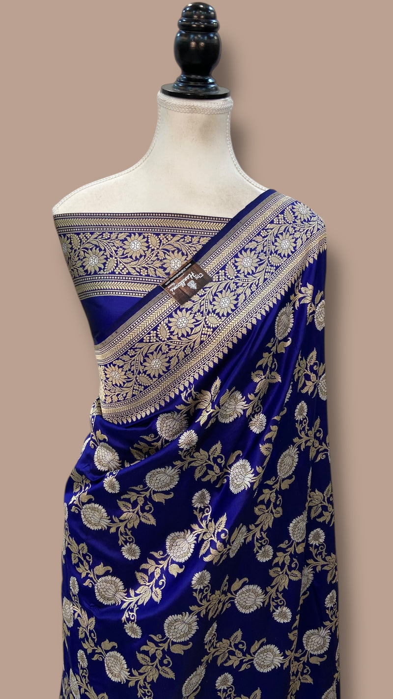 Pure Katan Silk Banarasi Handloom Saree - All over kadiyal Jaal work - The Handlooms