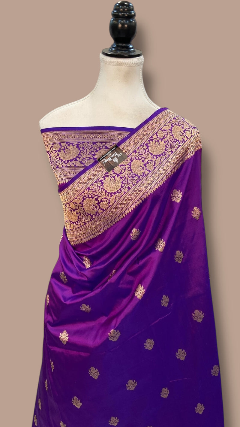 Pure Katan Silk Banarasi Handloom Saree - All over Kadua motifs - The Handlooms