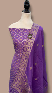 Chanderi Cotton Banarasi Dress material - Georgette Dupatta - The Handlooms