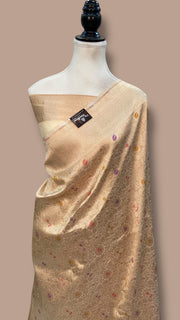 Regal Pure Katan Silk Banarasi Saree – Handwoven Tanchui Brocade with Meenakari Work - The Handlooms