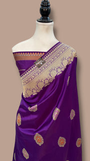 Pure Katan Silk Banarasi Handloom Saree - All over Kadua motifs With Meenakari - The Handlooms