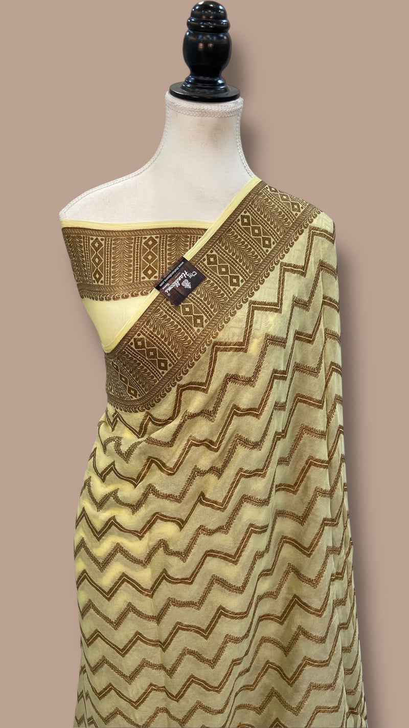 Pure Chiffon Khaddi Banarasi Saree - The Handlooms