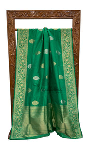 Pure Katan Silk Banarasi Handloom Saree - All Over Sona Roopa Kadua Boota - The Handlooms