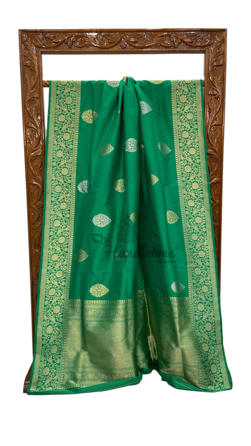 Pure Katan Silk Banarasi Handloom Saree - All Over Sona Roopa Kadua Boota - The Handlooms
