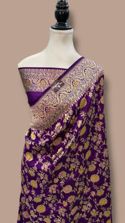 Pure Katan Silk Banarasi Handloom Saree - All over Jaal work With Meenakari - The Handlooms
