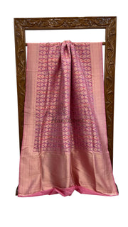 Multicolor Pure Katan Silk Banarasi Handloom Saree - All over Jaal Work With Rangkart - The Handlooms