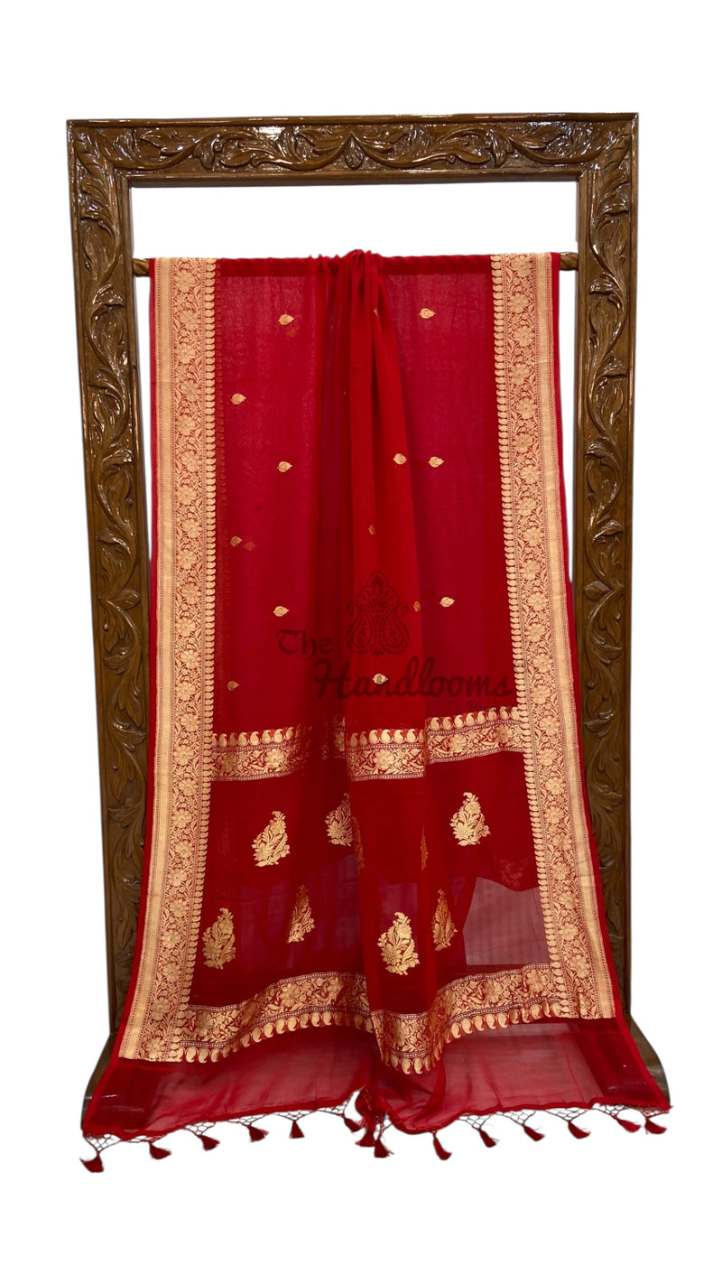 Pure Georgette Banarasi Saree - Gold zari - The Handlooms