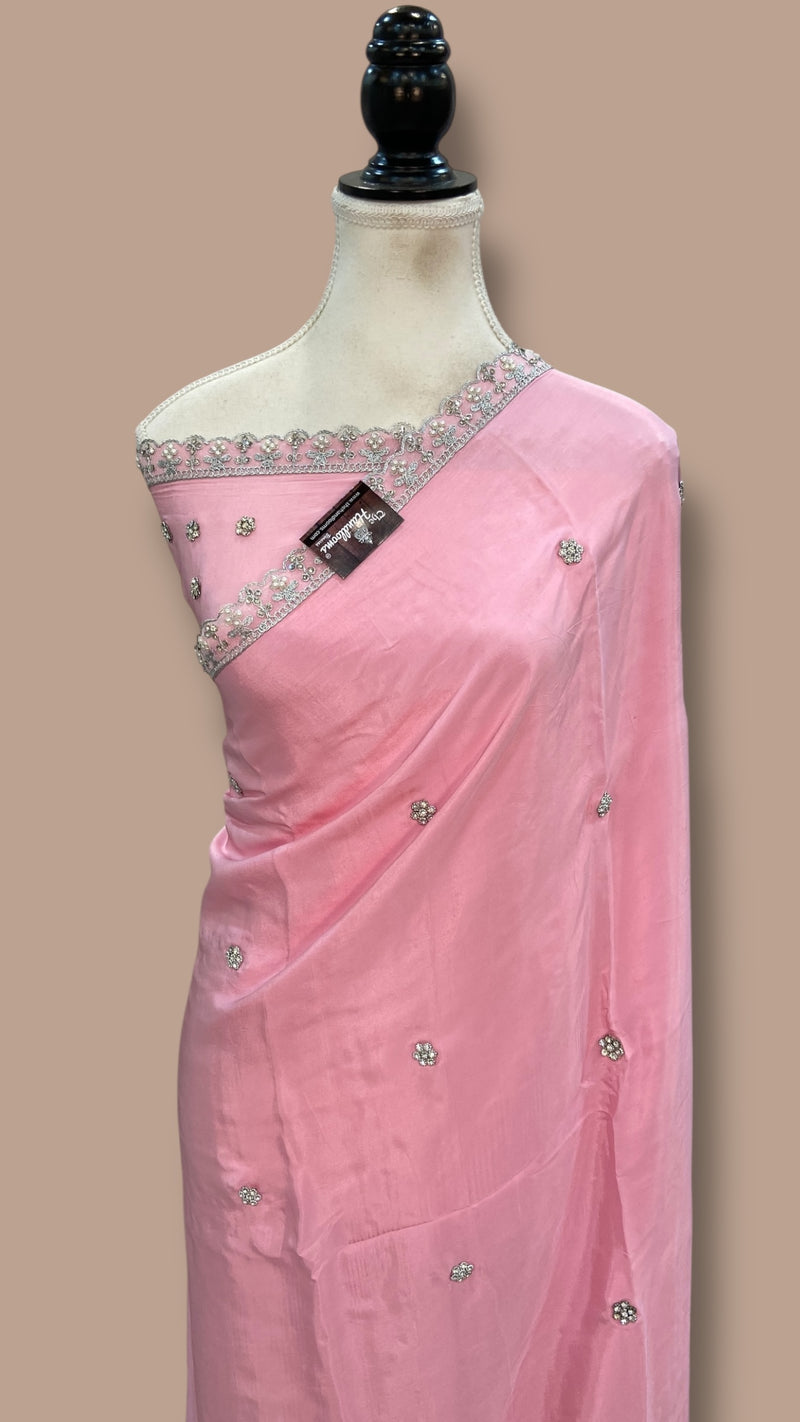 Pure Silk Handloom Banarasi Saree with Handwork Lace - The Handlooms