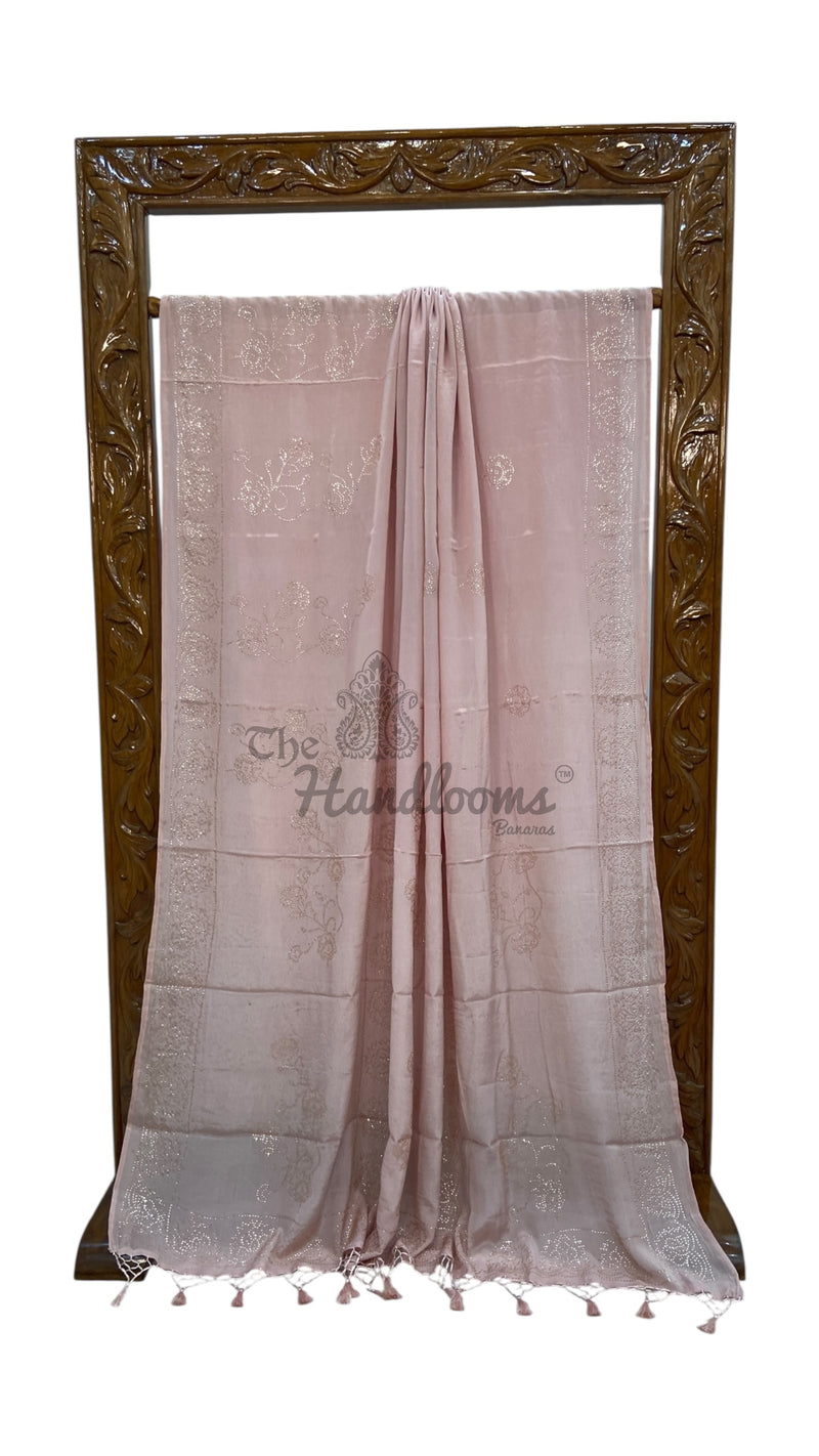 Pure Georgette Handloom Banarasi Saree with Siroski Stone Work - The Handlooms